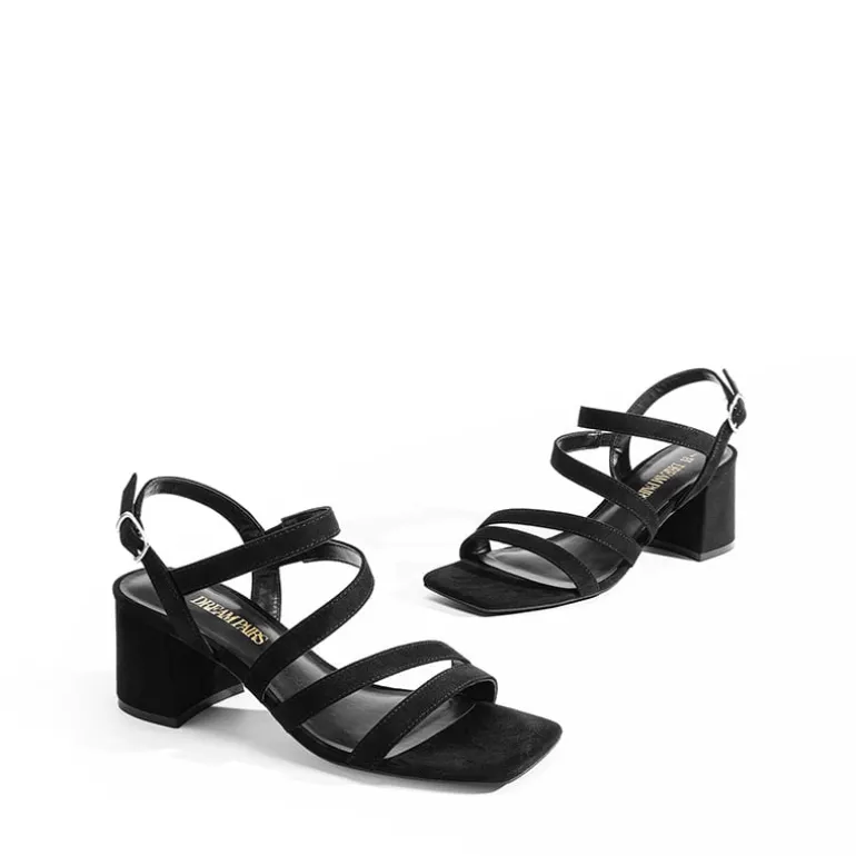 Square Toe Strappy Chunky Sandals