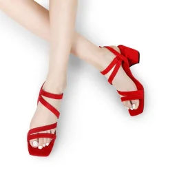 Square Toe Strappy Chunky Sandals
