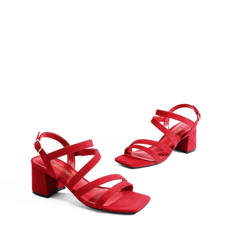 Square Toe Strappy Chunky Sandals