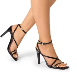 Square-Toe Strappy Stiletto Heel Sandals
