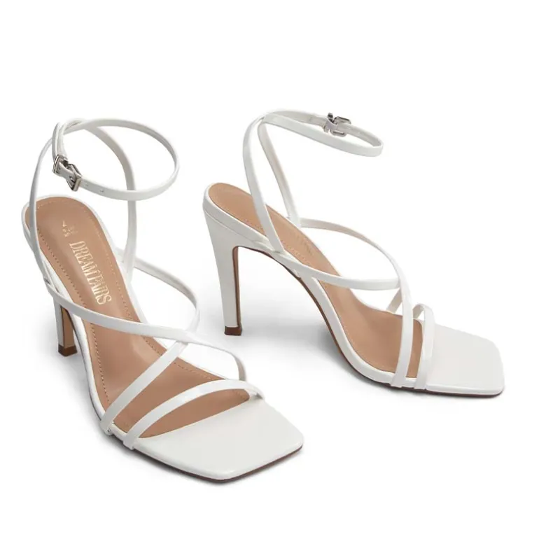Square-Toe Strappy Stiletto Heel Sandals