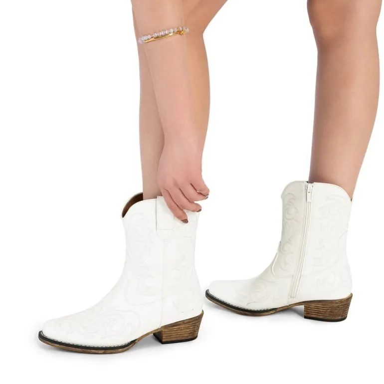 Square-toe Western Short Cowgirl Boots