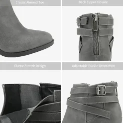 Stacked Mid Heel Chunky Ankle Booties