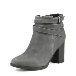 Stacked Mid Heel Chunky Ankle Booties