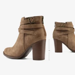 Stacked Mid Heel Chunky Ankle Booties
