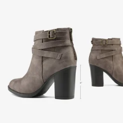 Stacked Mid Heel Chunky Ankle Booties