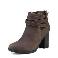 Stacked Mid Heel Chunky Ankle Booties