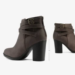 Stacked Mid Heel Chunky Ankle Booties