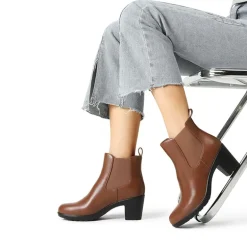 [Stand All Day Boots] Almond Toe Chunky Chelsea Boots