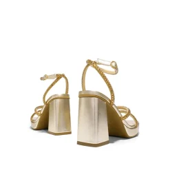Strappy Chunky Heel Platform Rhinestone Sandals