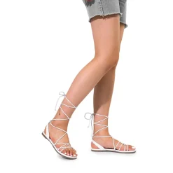 Strappy Lace Up Flat Sandals