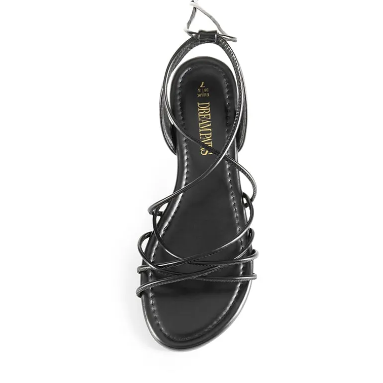 Strappy Lace Up Flat Sandals