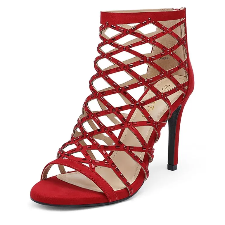 Strappy Stiletto Rhinestone Sandals