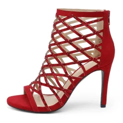 Strappy Stiletto Rhinestone Sandals