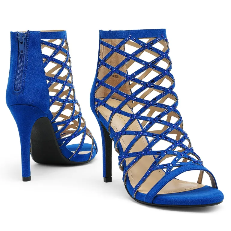 Strappy Stiletto Rhinestone Sandals