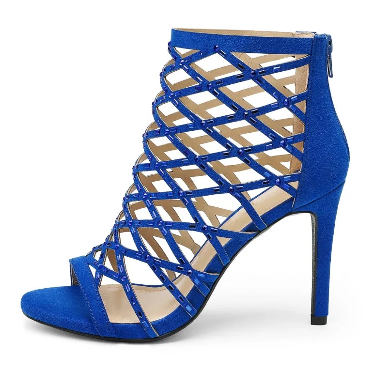 Strappy Stiletto Rhinestone Sandals