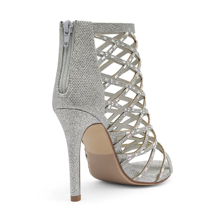Strappy Stiletto Rhinestone Sandals