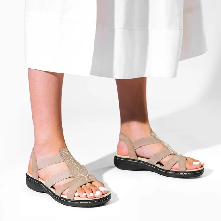 Strappy Suede Arch Support Flat Sandals