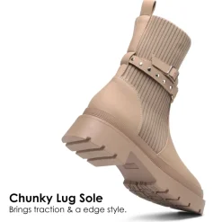 Stride Lug Sole Platform Slip On Booties