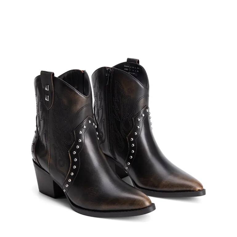 Studded Chic Cowgirl Ankle Boots