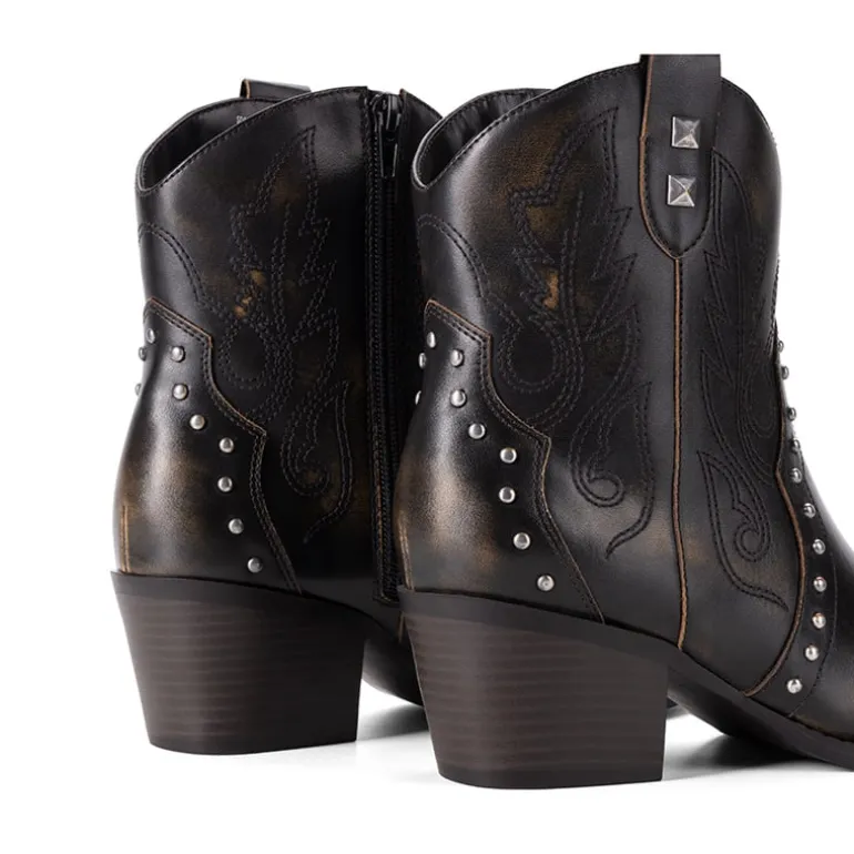 Studded Chic Cowgirl Ankle Boots