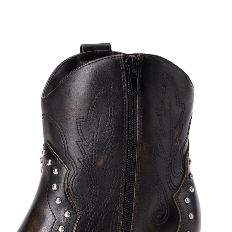 Studded Chic Cowgirl Ankle Boots
