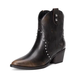 Studded Chic Cowgirl Ankle Boots