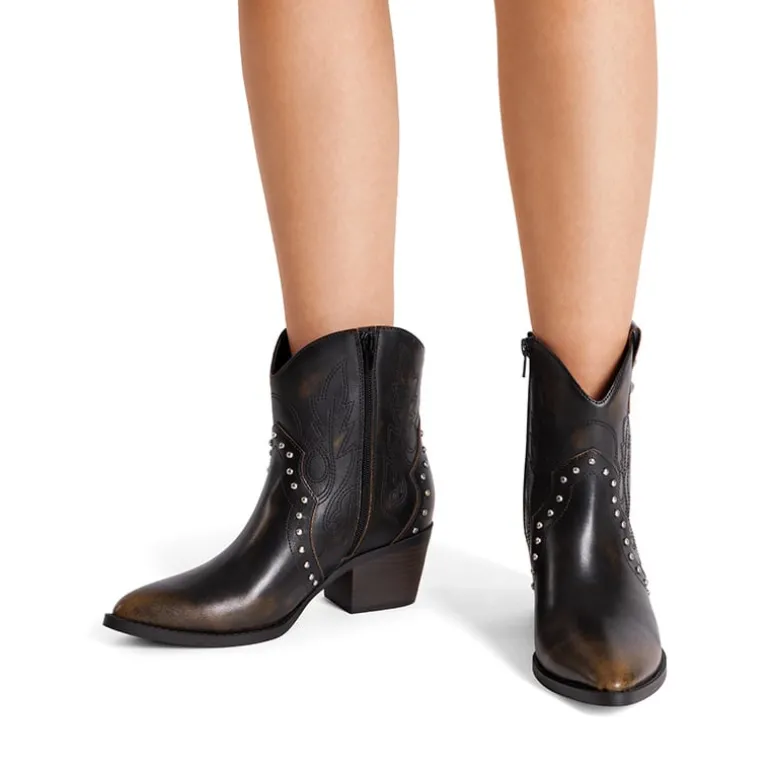 Studded Chic Cowgirl Ankle Boots