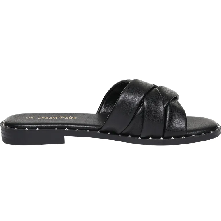 Studded Flat Slide Sandals