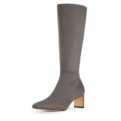Suede Chunky Knee High Boots