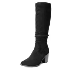 Suede Snip Toe Knee-High Riding Boots