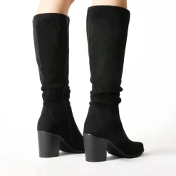 Suede Snip Toe Knee-High Riding Boots