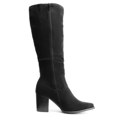 Suede Snip Toe Knee-High Riding Boots