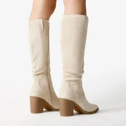 Suede Snip Toe Knee-High Riding Boots