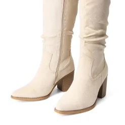 Suede Snip Toe Knee-High Riding Boots