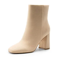 Suqare-Toe Block Heel Ankle Boots