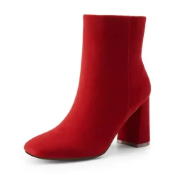 Suqare-Toe Block Heel Ankle Boots