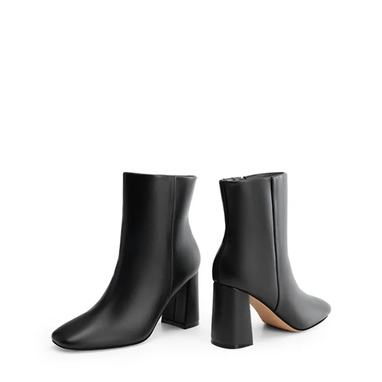 Suqare-Toe Block Heel Ankle Boots