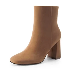 Suqare-Toe Block Heel Ankle Boots