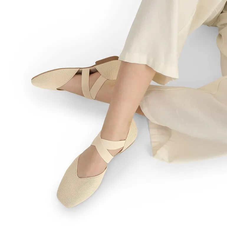 Sustainable Criss Cross Knit Ballet Flats