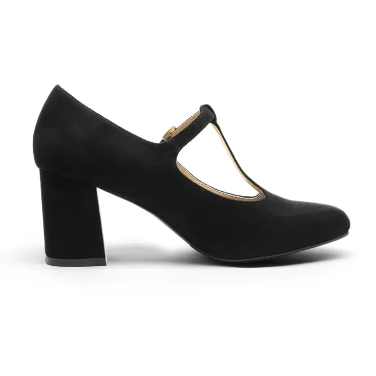 T-Strap Mary Jane Pumps with Chunky Heel