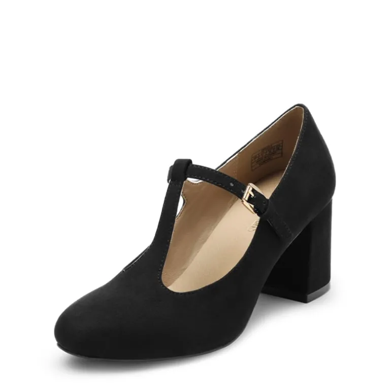 T-Strap Mary Jane Pumps with Chunky Heel