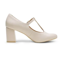 T-Strap Mary Jane Pumps with Chunky Heel