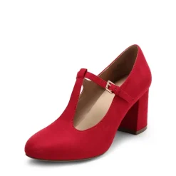 T-Strap Mary Jane Pumps with Chunky Heel
