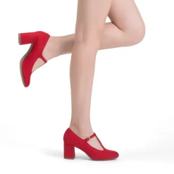 T-Strap Mary Jane Pumps with Chunky Heel