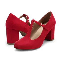 T-Strap Mary Jane Pumps with Chunky Heel