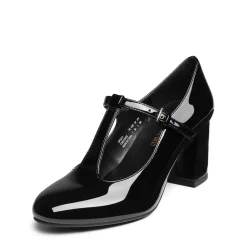 T-Strap Mary Jane Pumps with Chunky Heel