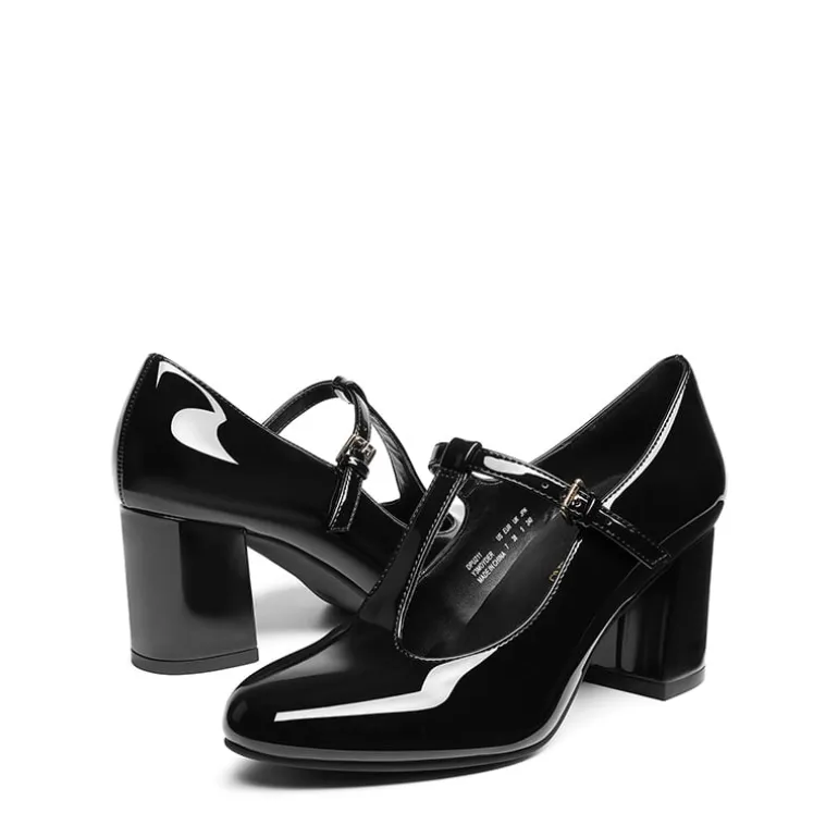 T-Strap Mary Jane Pumps with Chunky Heel