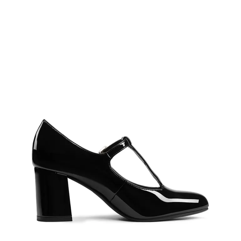 T-Strap Mary Jane Pumps with Chunky Heel