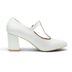 T-Strap Mary Jane Pumps with Chunky Heel